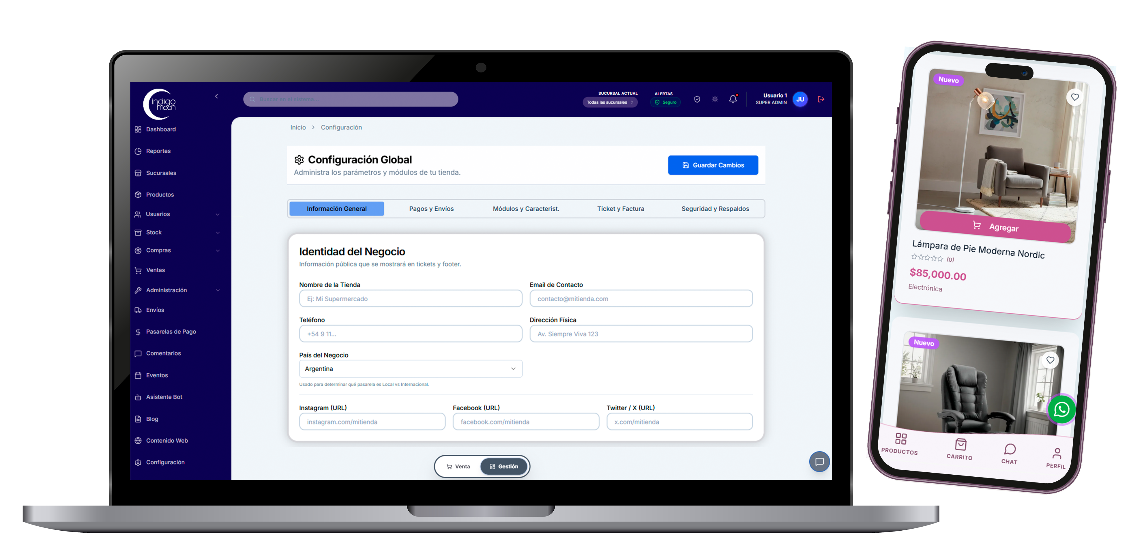 Dashboard Índigo Moon Store